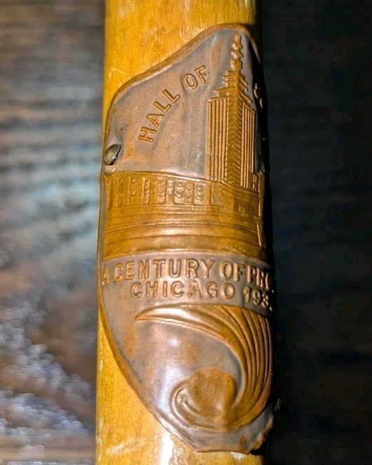 1933 Hall Of Science Wooden Cane Chicago World\'s Fair A Century Of Progress Vtg