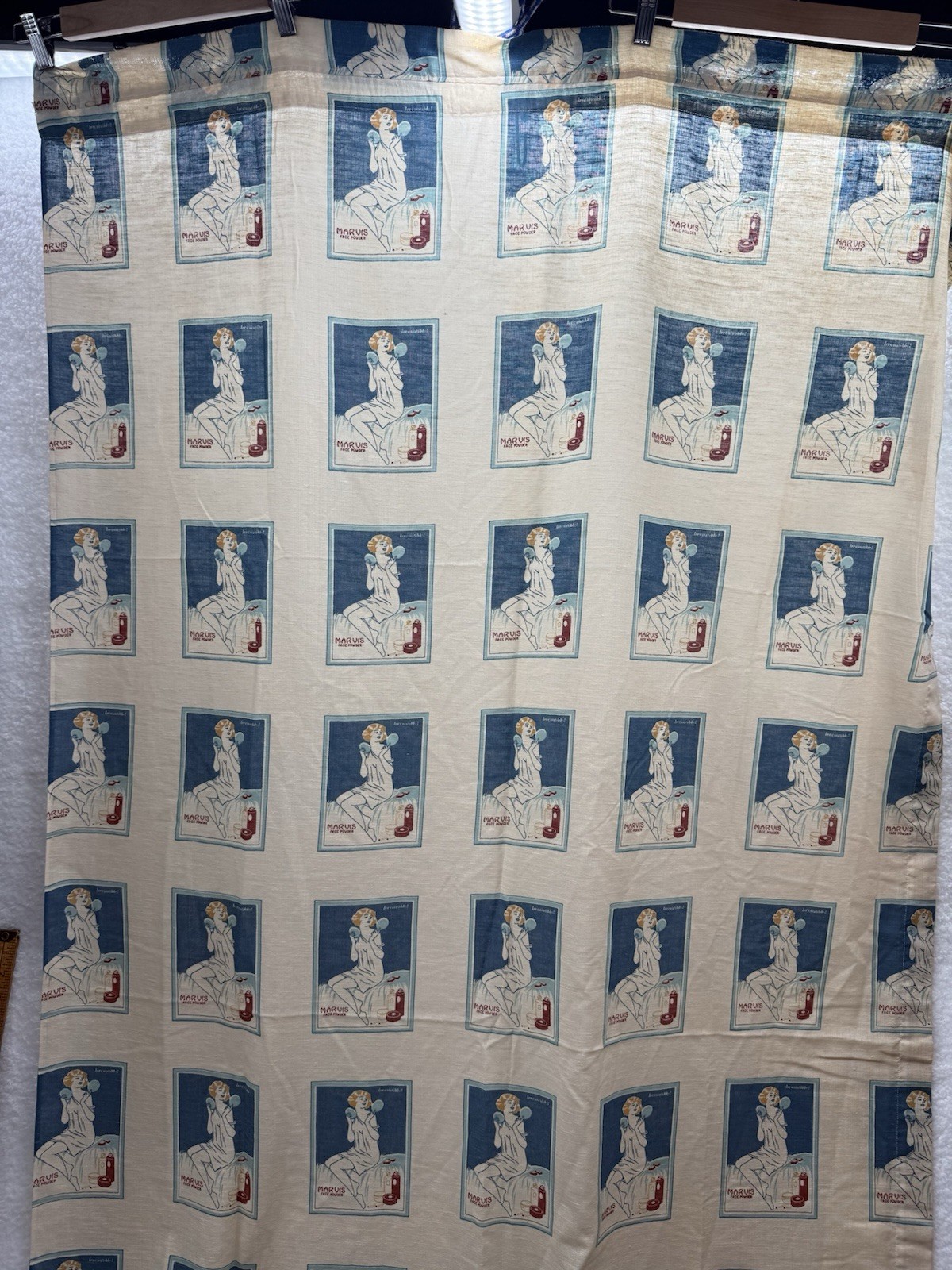 Antique Flapper Art Deco Curtain Tapestry (?) Vivaudou Marvis Mavis Face Powder