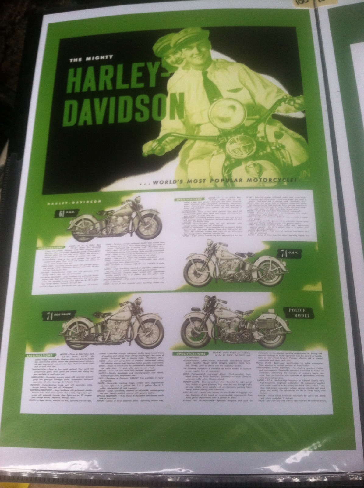 Harley Davidson Panhead Knucklehead Police Bike Motorcycle Print