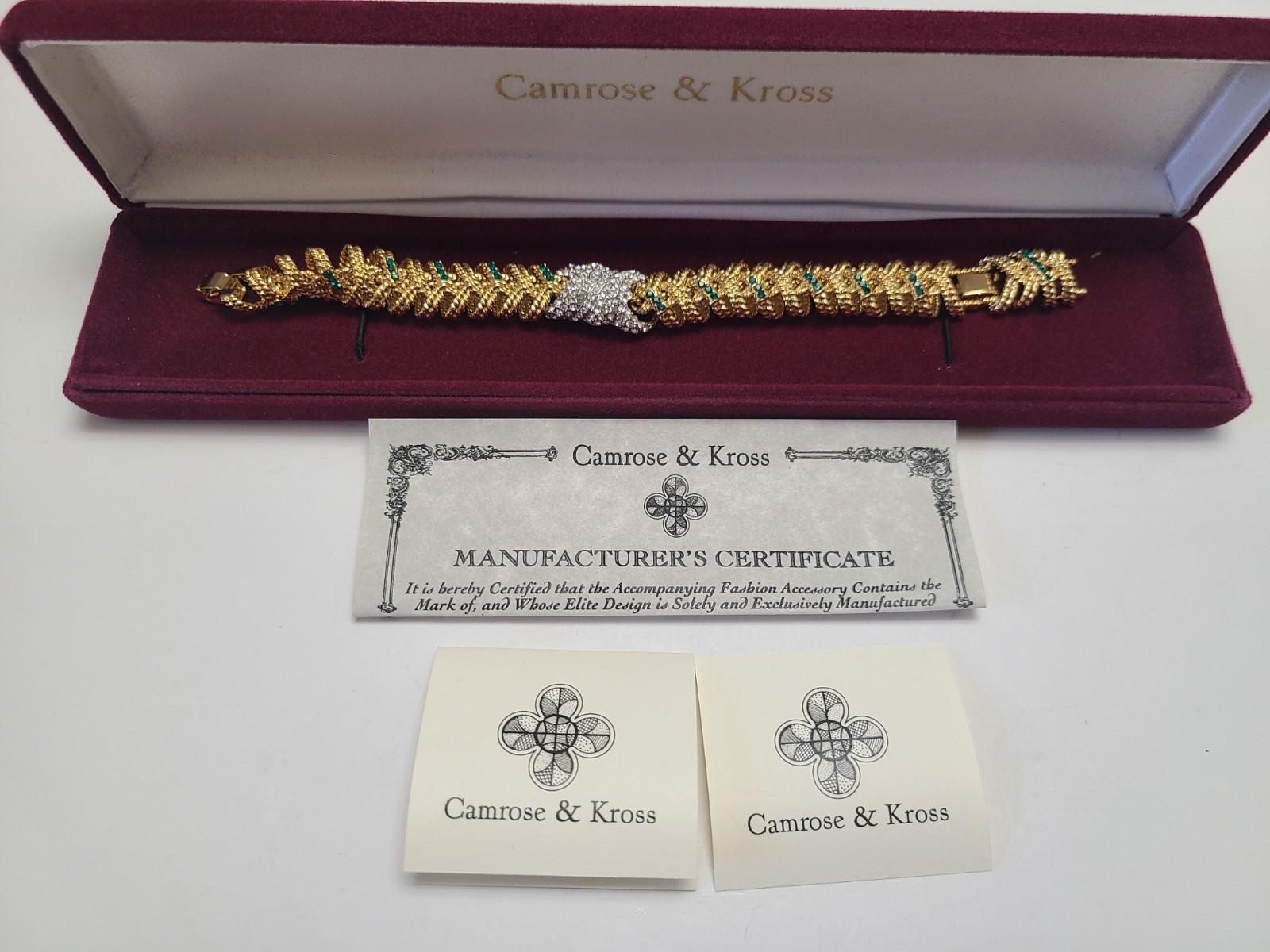 Vintage Signed JBK Jacqueline Kennedy Gold Tone Faux Emerald Rhinestone Bracelet Vintage Signed JBK Jacqueline Kennedy Gold Tone Faux Emerald Rhinestone Bracelet