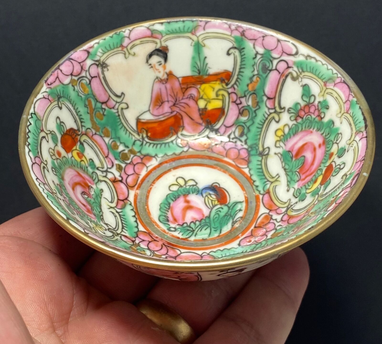 Vintage Macau Hand Painted Porcelain Decorative Bowl Signed