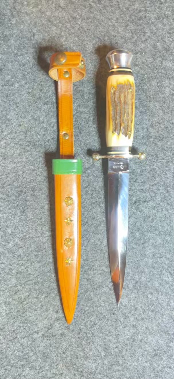 Vintage COLES Germany Dagger Knife Stag Handle Ball Guard Solingen Mid Century