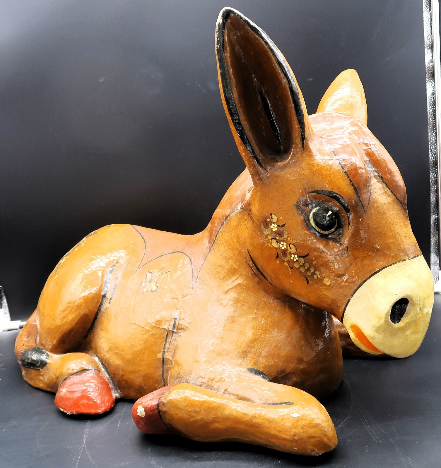 Vtg SERMEL Tonala Paper Mache Donkey Burro Signed Mexico Folk Art Bird Sculpture