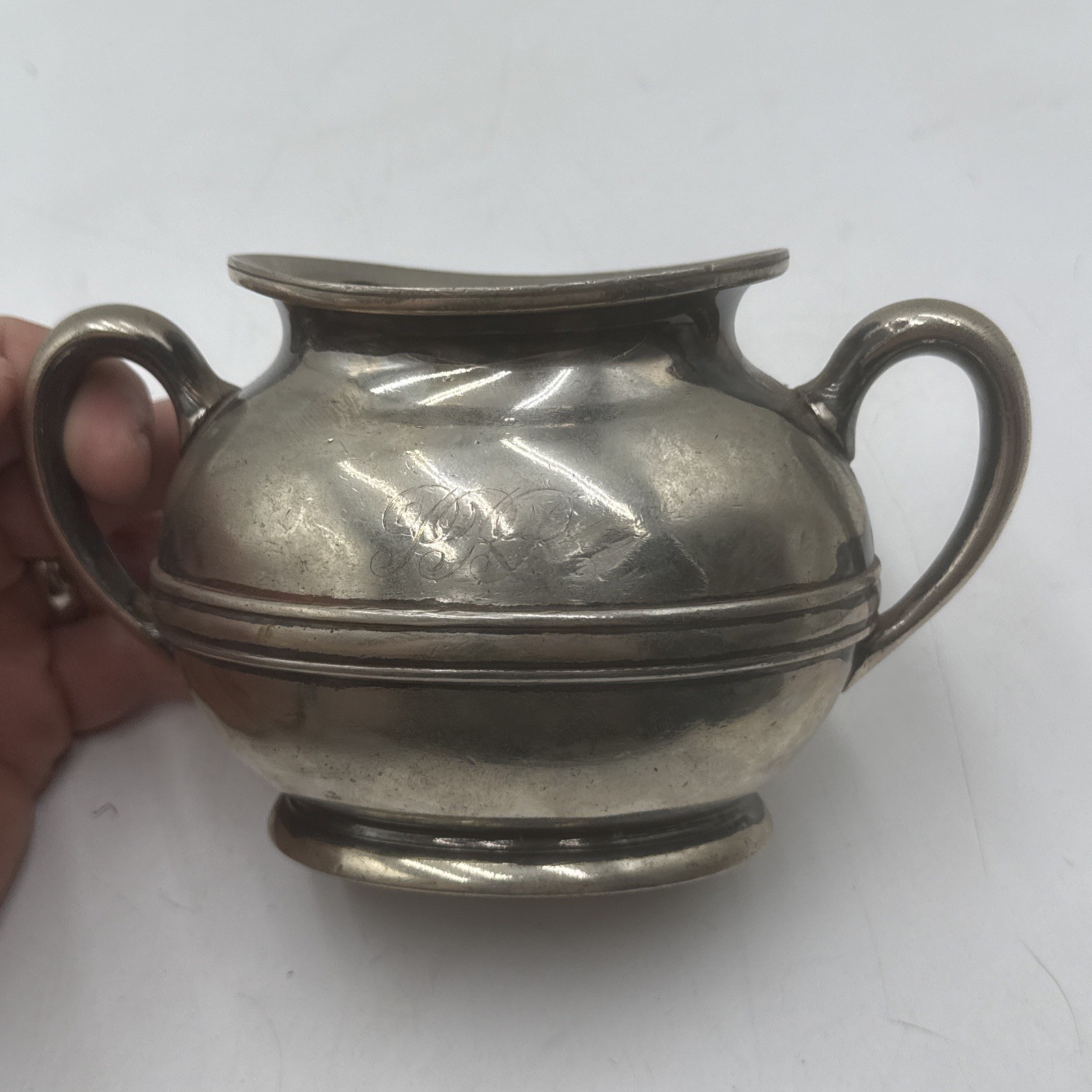 VINTAGE 1912 PENNSYLVANIA RAILROAD SIDE MARKED SILVER DOUBLE HANDLED SUGAR BOWL