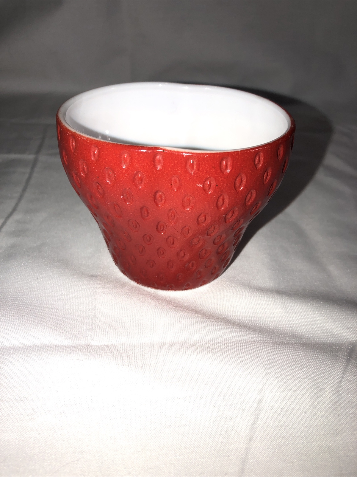 Vintage Hazel Atlas Milk Glass Strawberry Shaped Jam Jar-Bowl No Lid