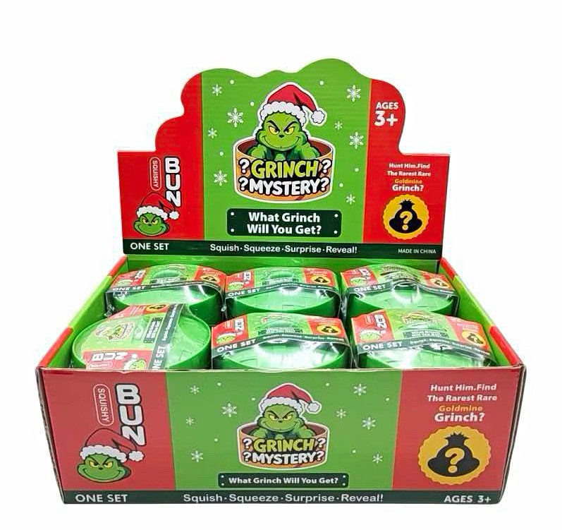 Bun Grinch Blind Mystery Squishies, Original Unopened, 1 Bun, Age 3+