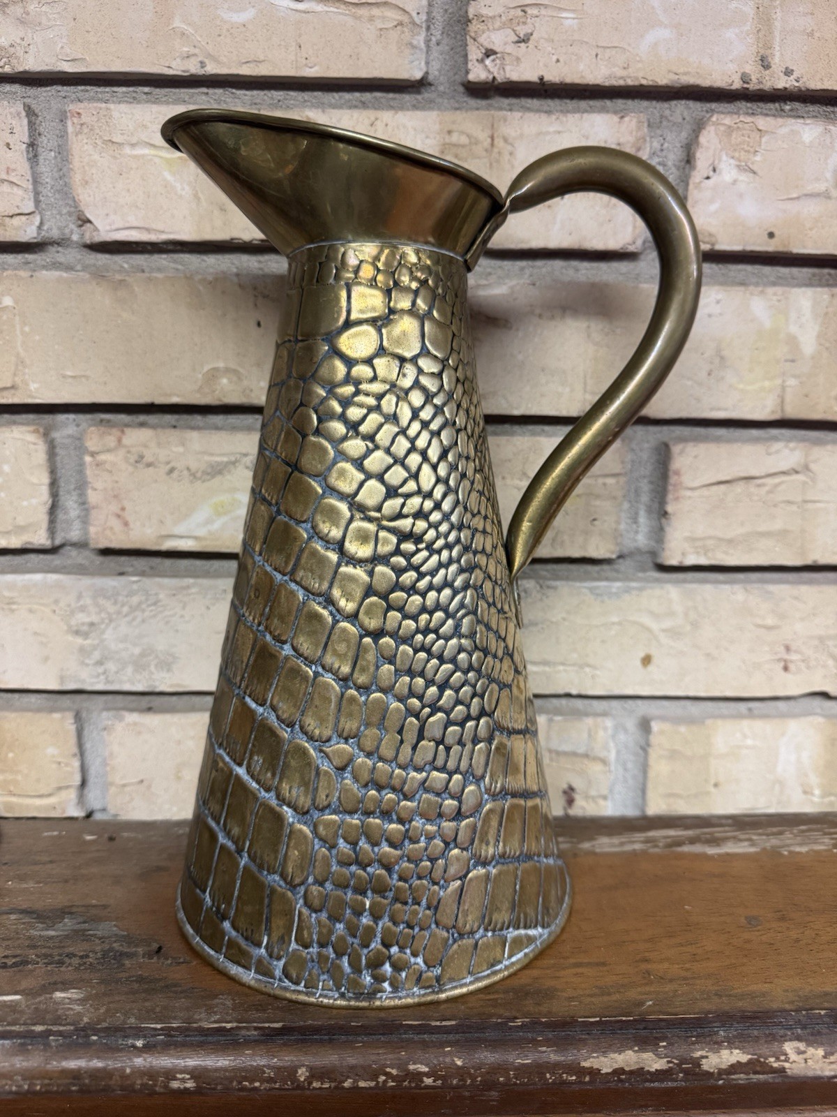 French Vintage Brass Jug “Crocodile Skin” Joseph Sankey & Sons Of England Size 4