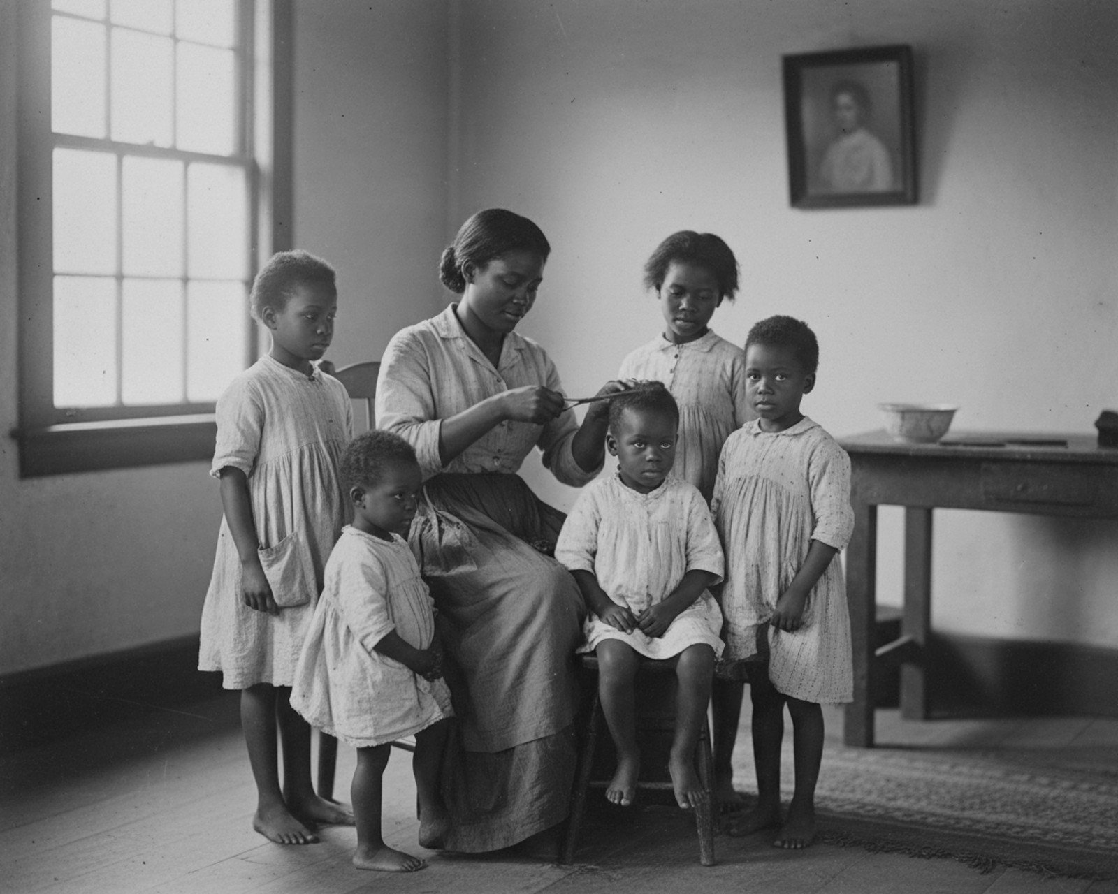 African American Black Woman Giving Haircut to her children 1930s   8x10  Photo