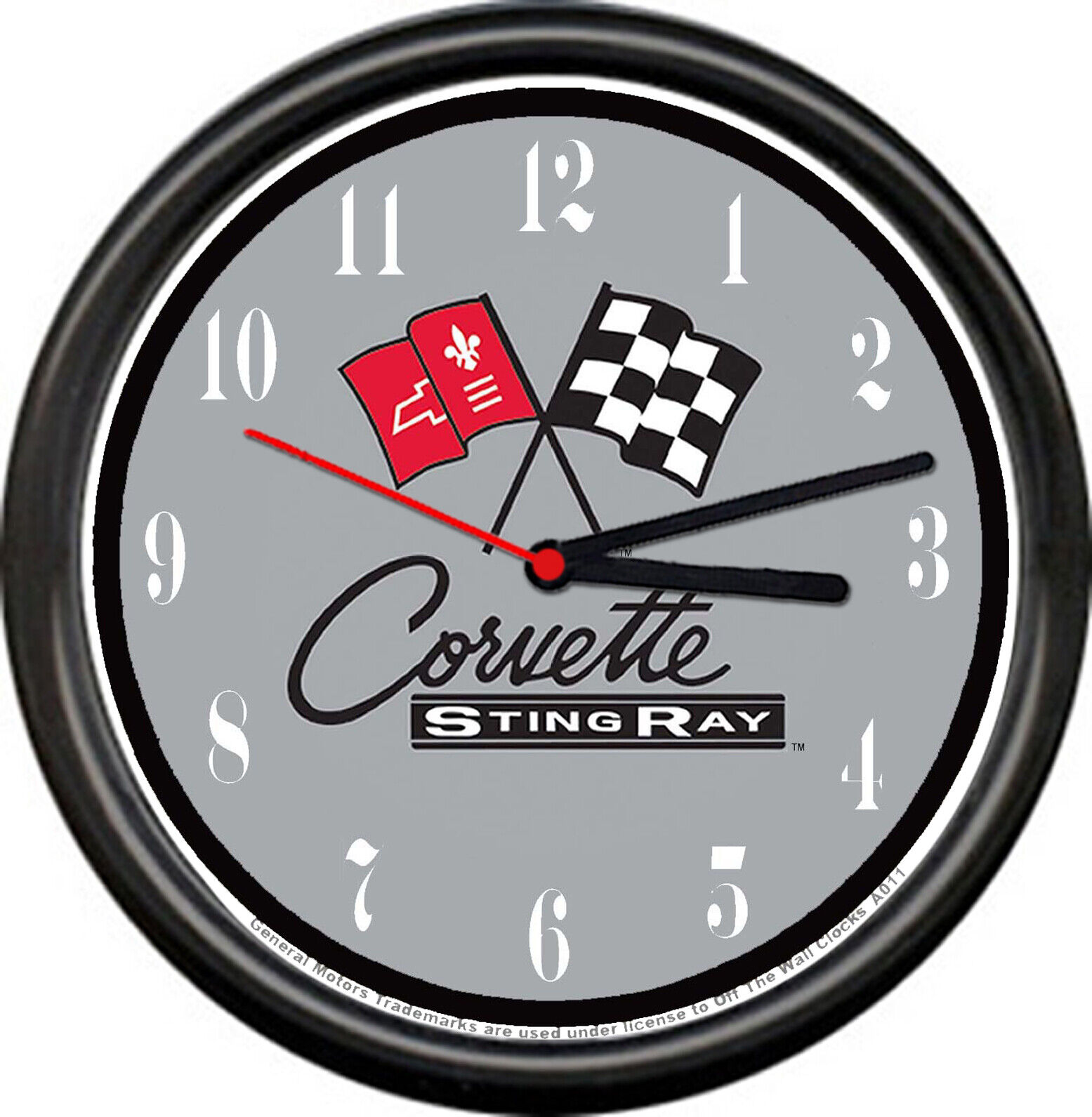Licensed Vintage Corvette Sting Ray Stingray General Motors Sign Wall Clock