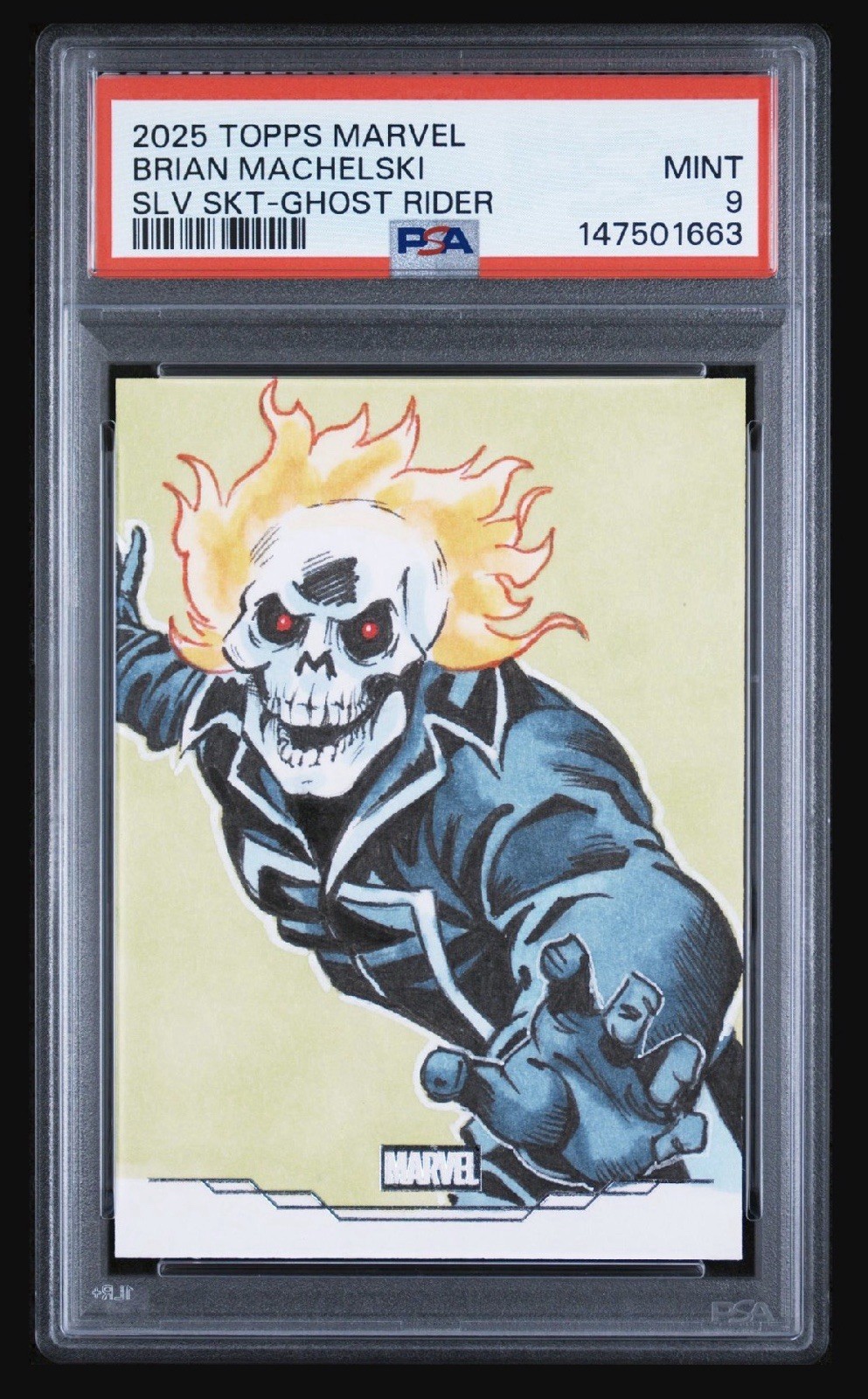2025-2026 TOPPS MARVEL SKETCH CARD SILVER FOIL GHOST RIDER BRIAN MACHELSKI 1/1 2025-2026 TOPPS MARVEL SKETCH CARD SILVER FOIL GHOST RIDER BRIAN MACHELSKI 1/1
