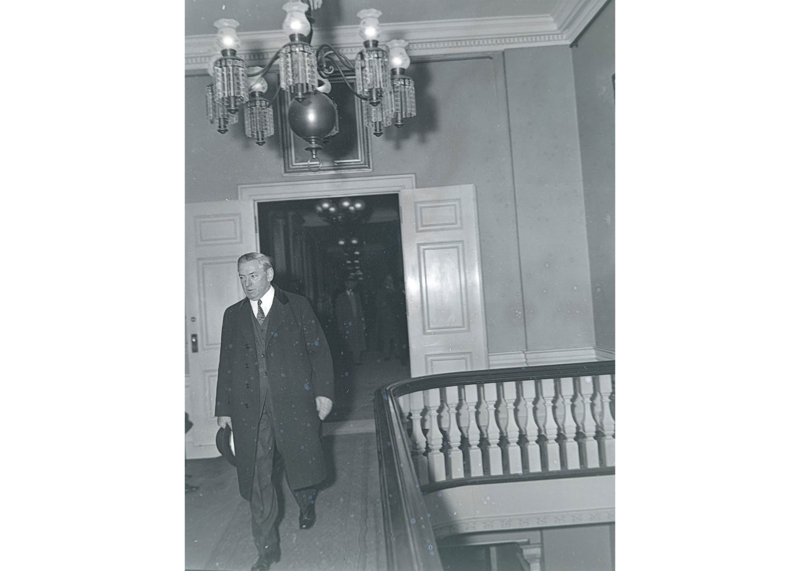 1920s Boston Mayor James Michael Curley Walking In City Hall Glass Neg OOAK