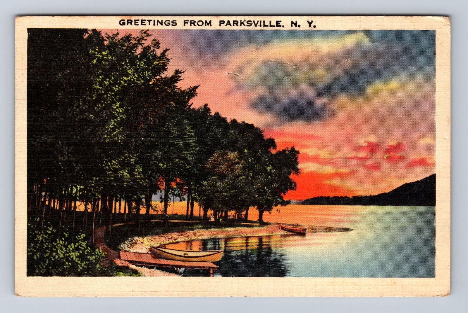 Parksville NY-New York, General Greetings, Lakeside, Vintage c1939 Postcard