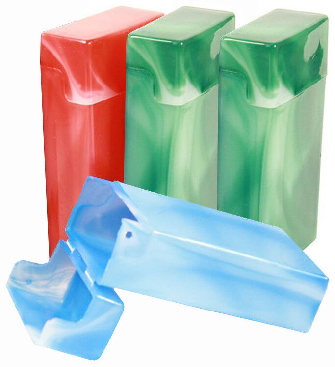4 Pack Crush-Proof Plastic Flip Top Hinged Lid Cigarette Case for 100\'s - 3214