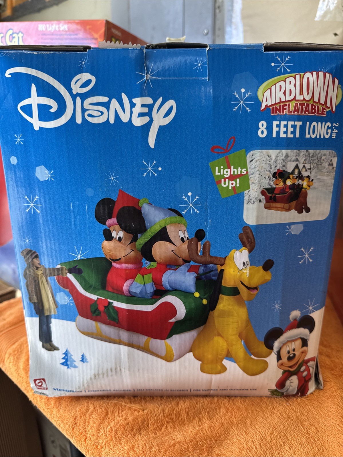 MG17 - Vintage 2004 Gemmy Disney 8ft Airblown Self Inflatable Christmas Sled