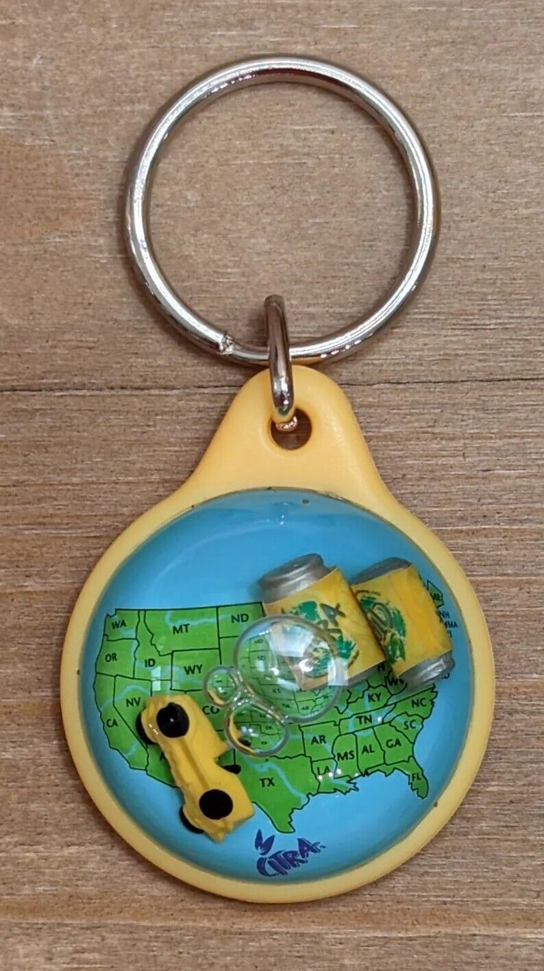 Vintage Citra Lemon-Line Soda by Coca Cola US Map Water Globe Keychain India 