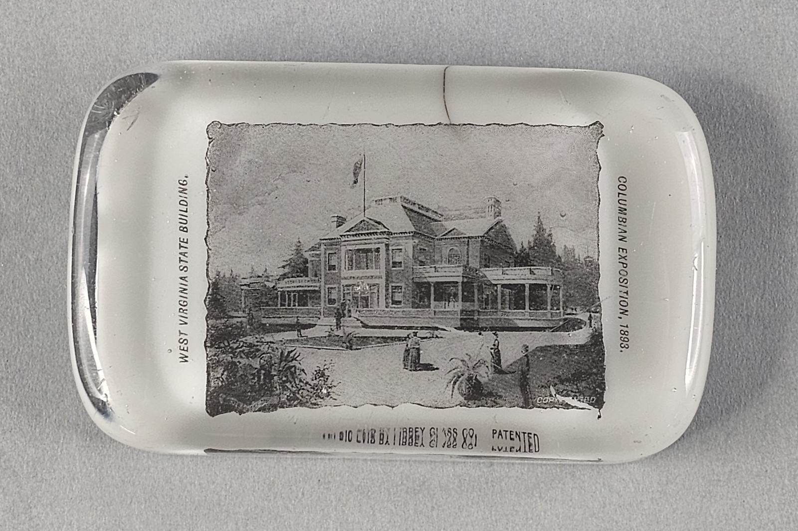Antique 1893 WV St. Building Columbian Expo Worlds Fair Libbey Glass Paperweight