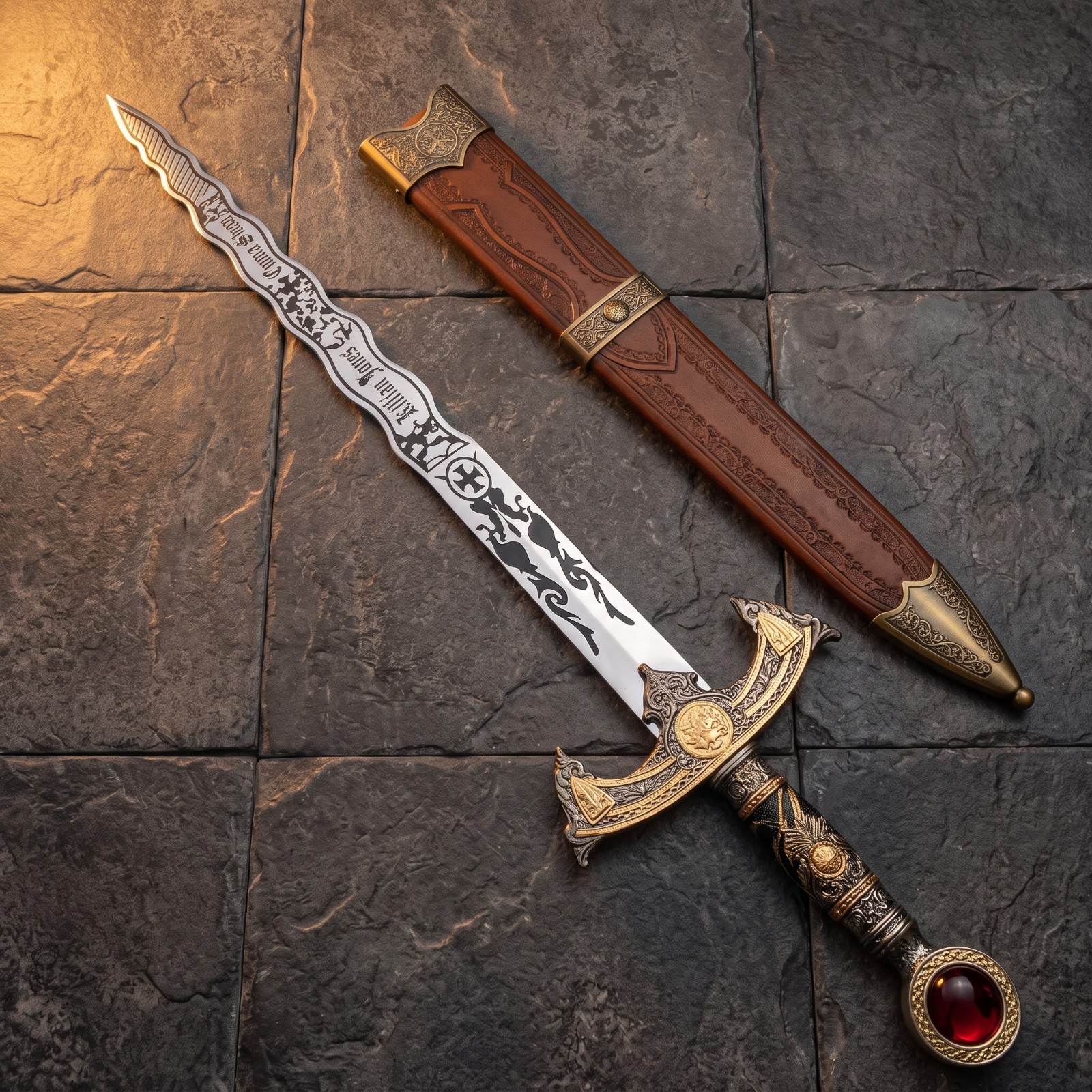 Hand Forged Once Upon a Time Excalibur Replica Sword: High Carbon Steel Cosplay 