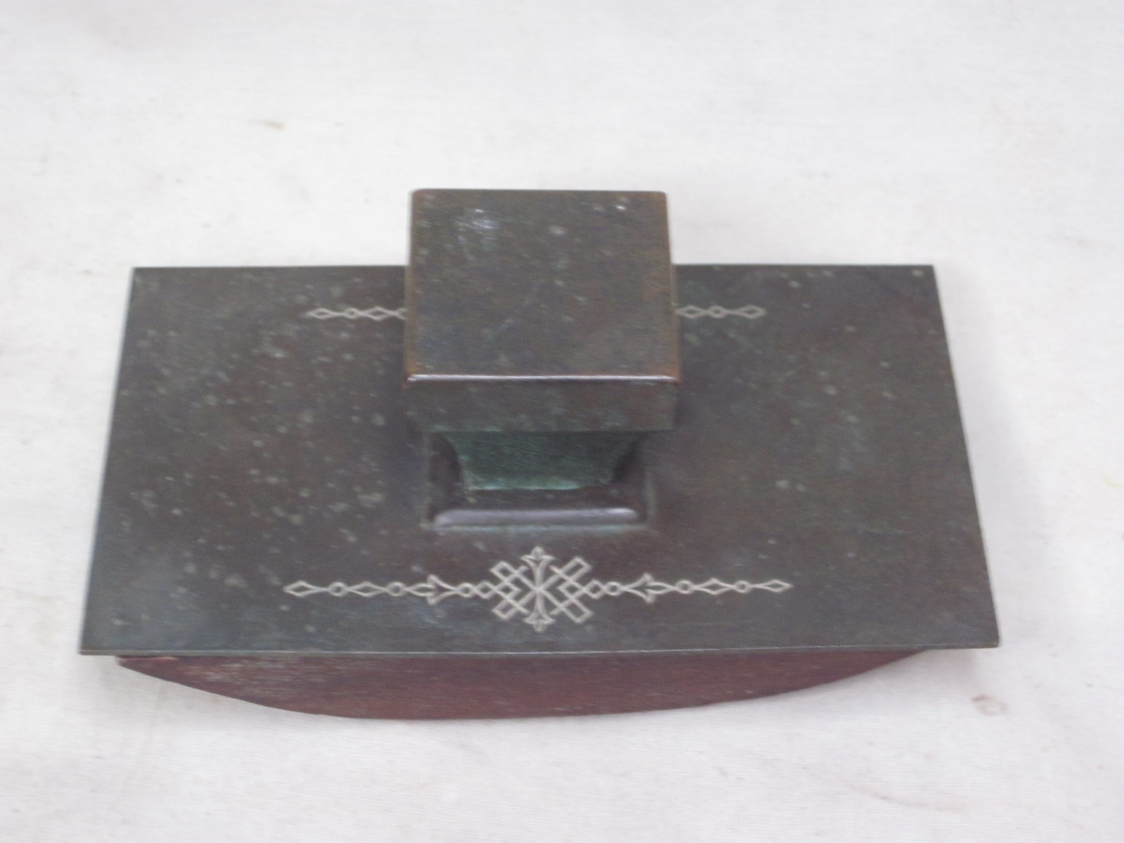 vintage antique ink pen blotter bronze rocker arts crafts Art Deco metal & wood vintage antique ink pen blotter bronze rocker arts crafts Art Deco metal & wood