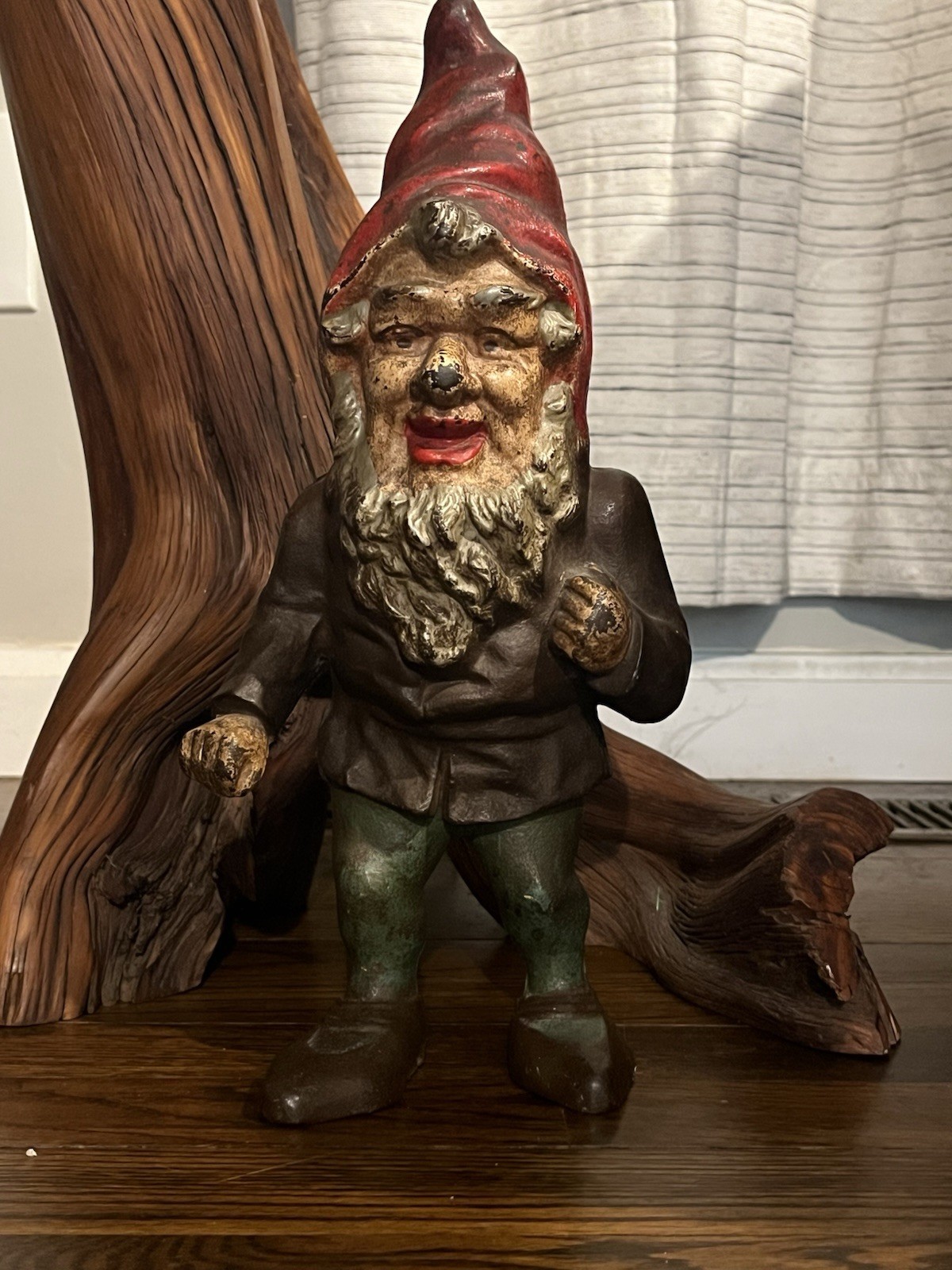 Antique Original Gnome Cast Iron Doorstop Original Paint Whimsical Figure
