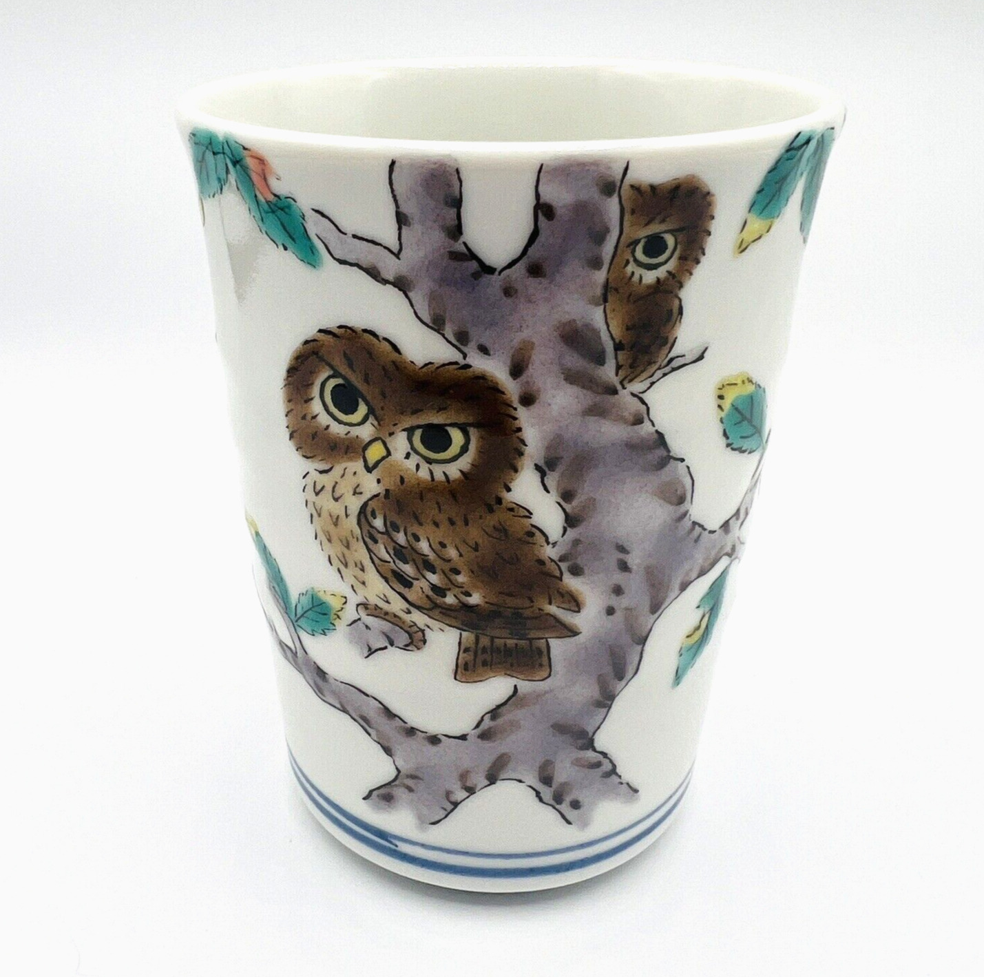 Kutani Yaki Ware Owls Porcelain Tea Cup Made in Japan Boxed Gift