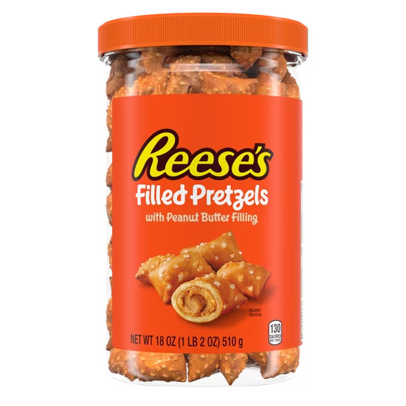 REESE'S Peanut Butter Filled Pretzels Plastic Jar, 18 oz