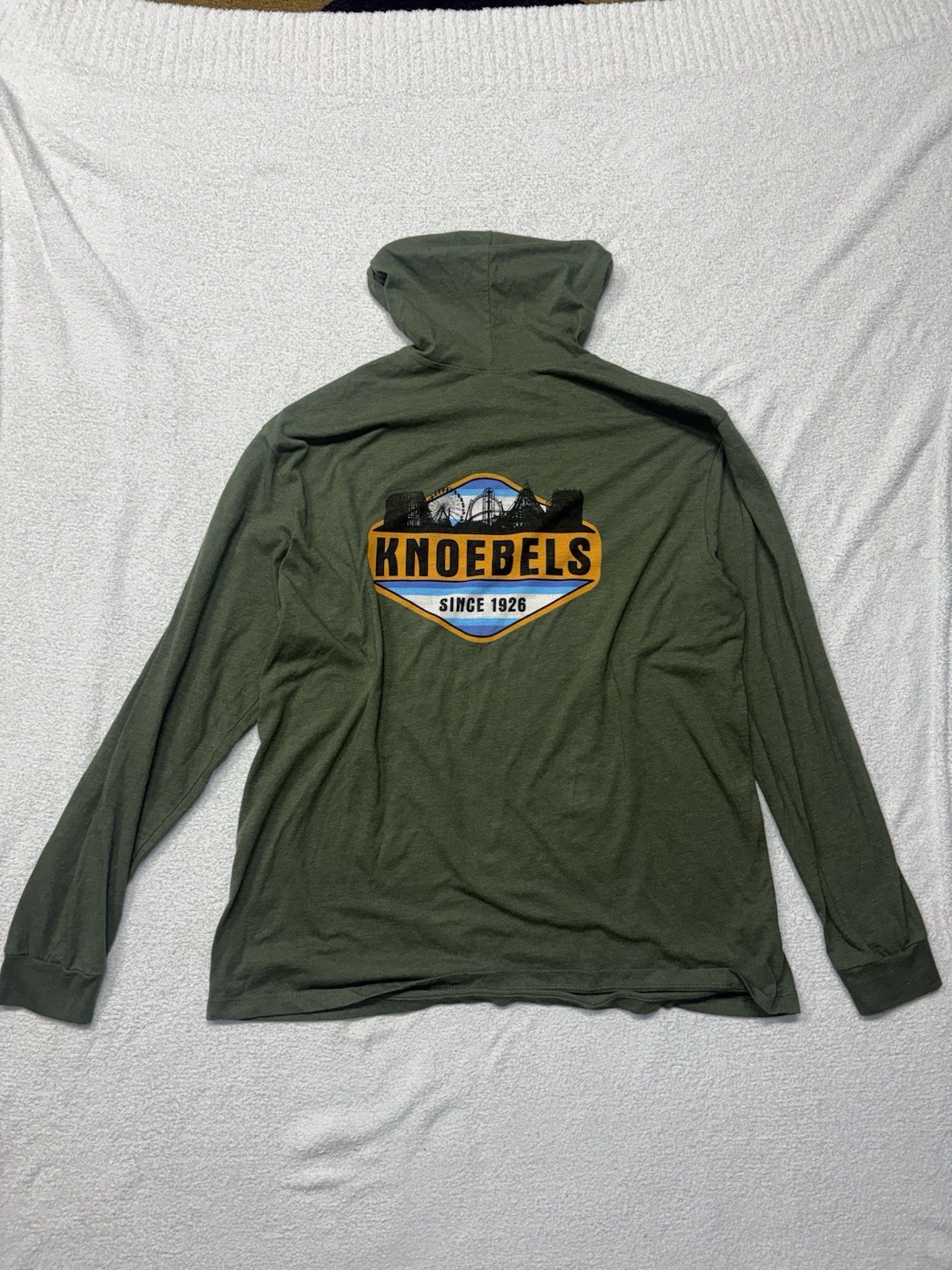 Knoebels Amusement Park Adult XL Logo Hooded Shirt Elysburg Pennsylvania