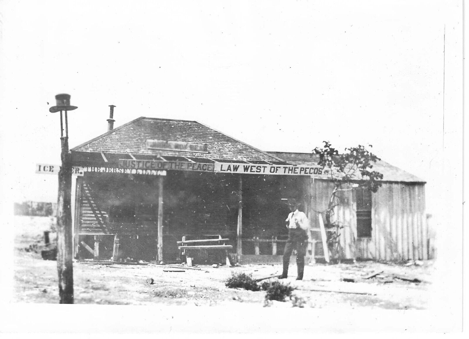Fine Photograph Of Controversial Texas Judge Roy Bean's Saloon And Court