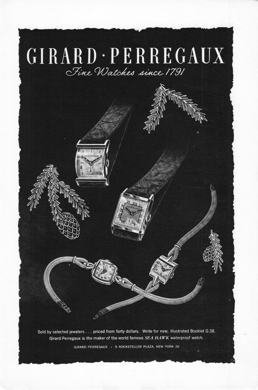 Girard Perregaux Fine Watches Since 1791 Rockefeller Plaza NYC Vintage Print Ad 