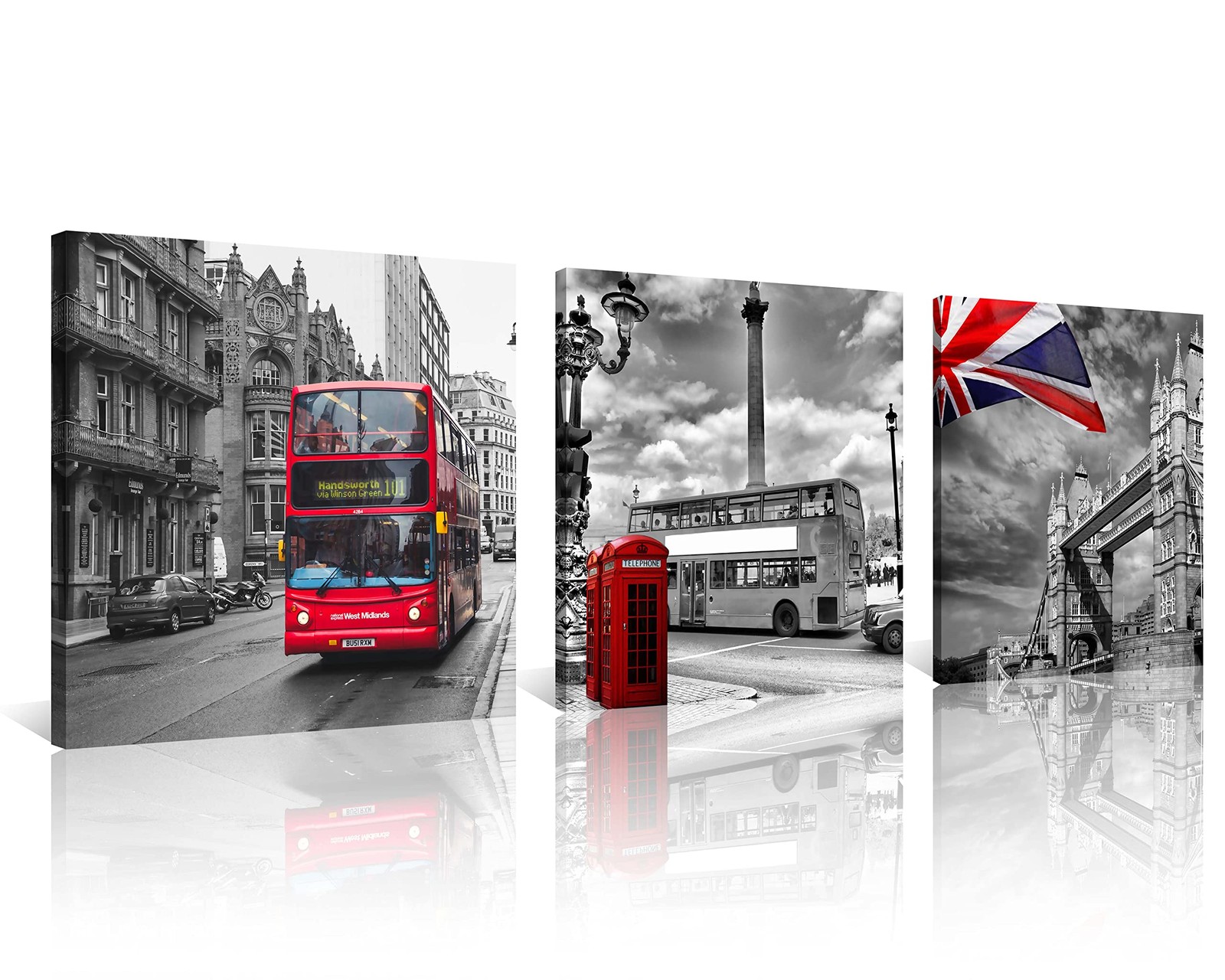 NAN Wind 3 Pcs Canvas Wall Art 20X20inch London Bus