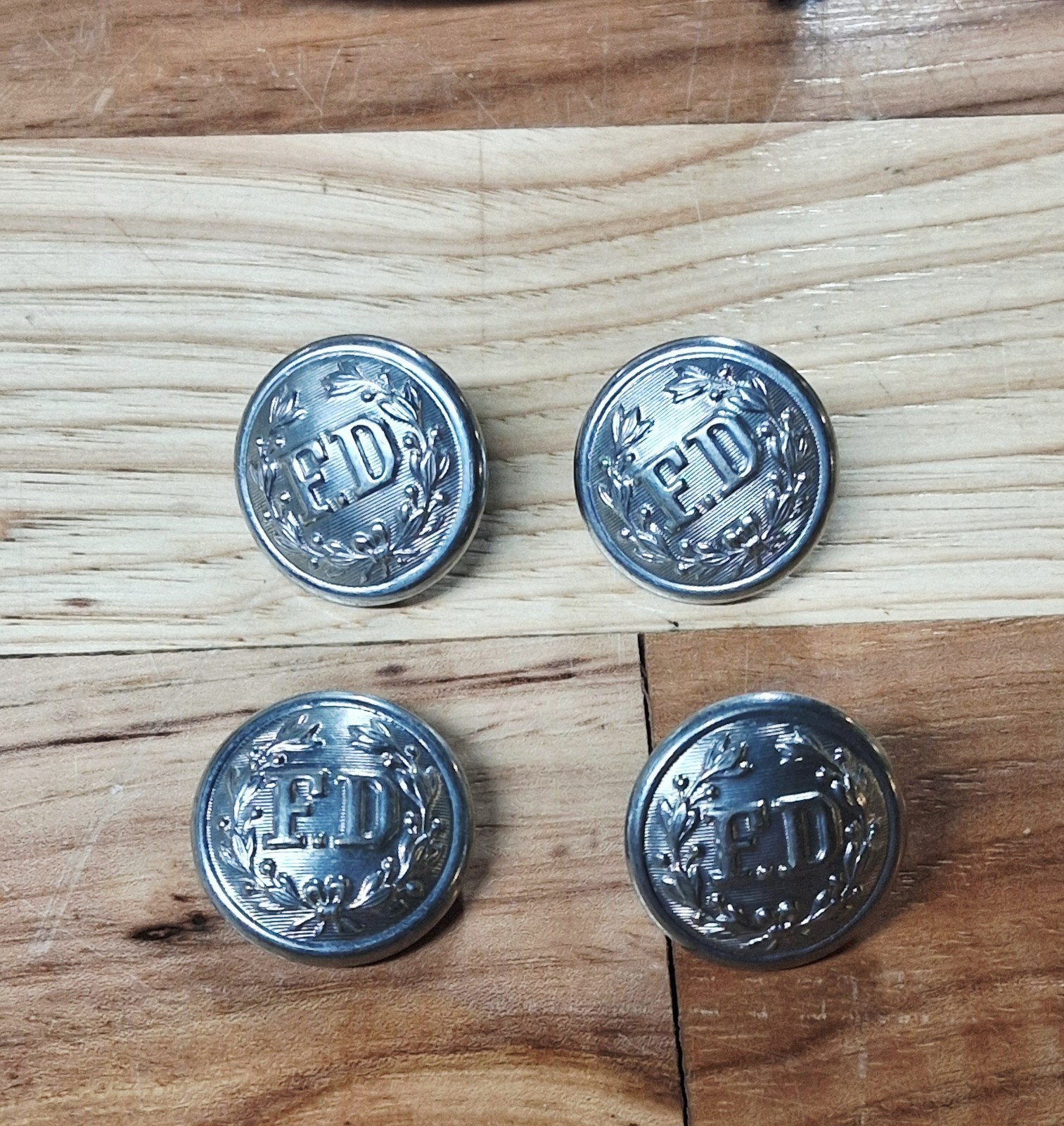 Lot Of 4 Vintage Waterbury Fire Department Uniform Buttons
