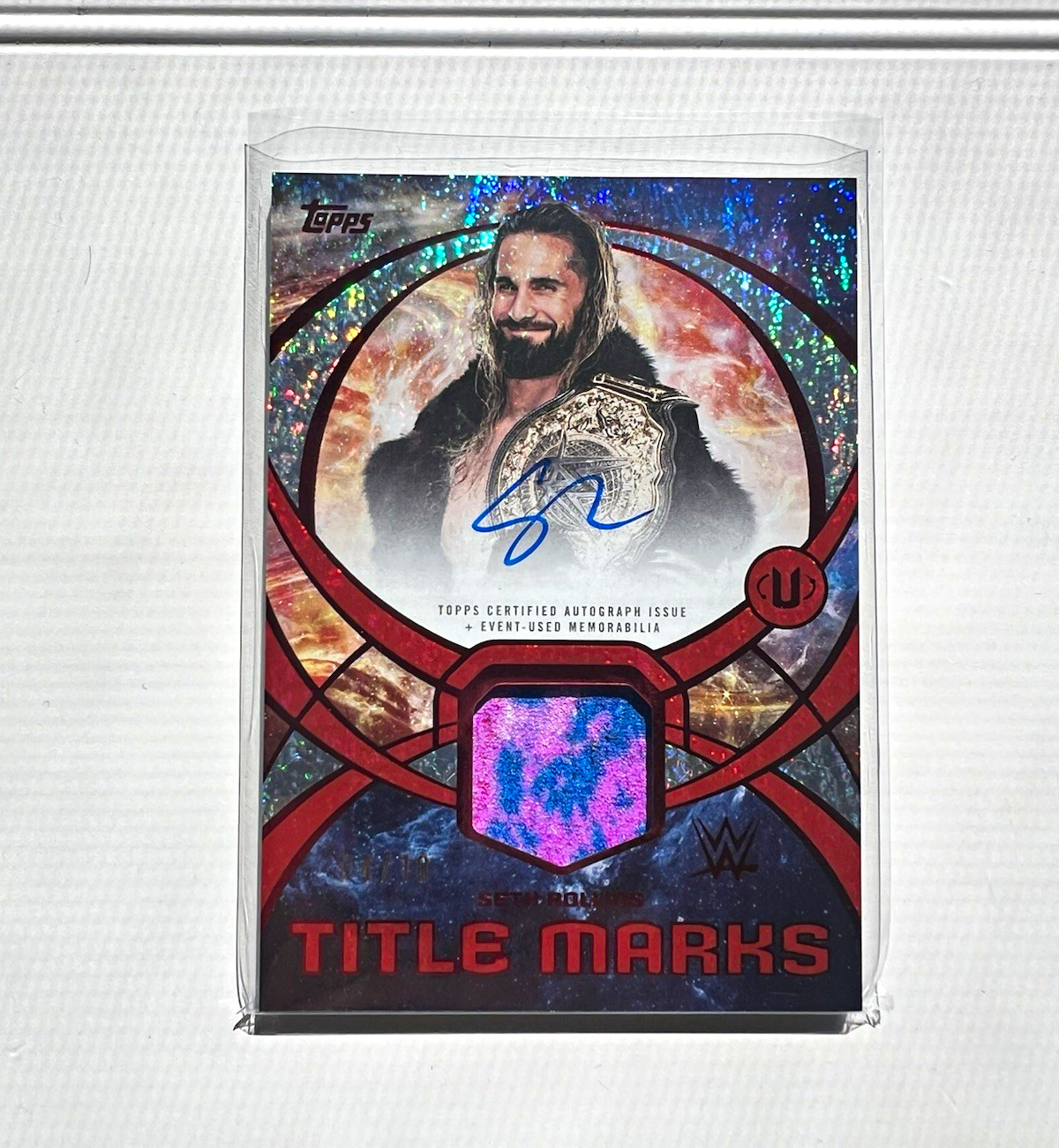 Topps WWE Universe 2026 Seth Rollins Title Marks Relic Signatures Red /10 Auto