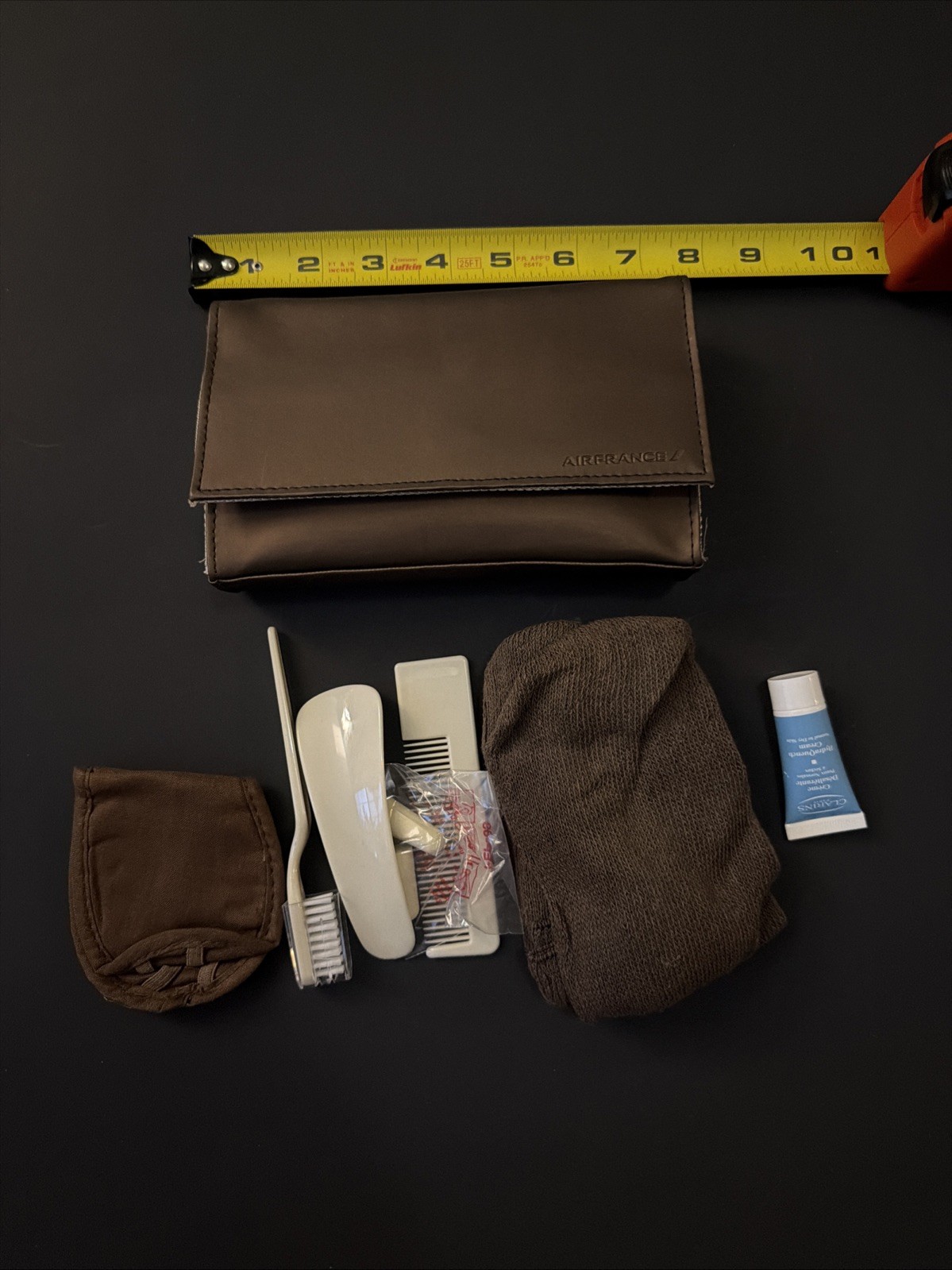 Air France Flight First Class Amenity / Hygiene Kit in Pouch NEW Brown Tan ssc Air France Flight First Class Amenity / Hygiene Kit in Pouch NEW Brown Tan ssc