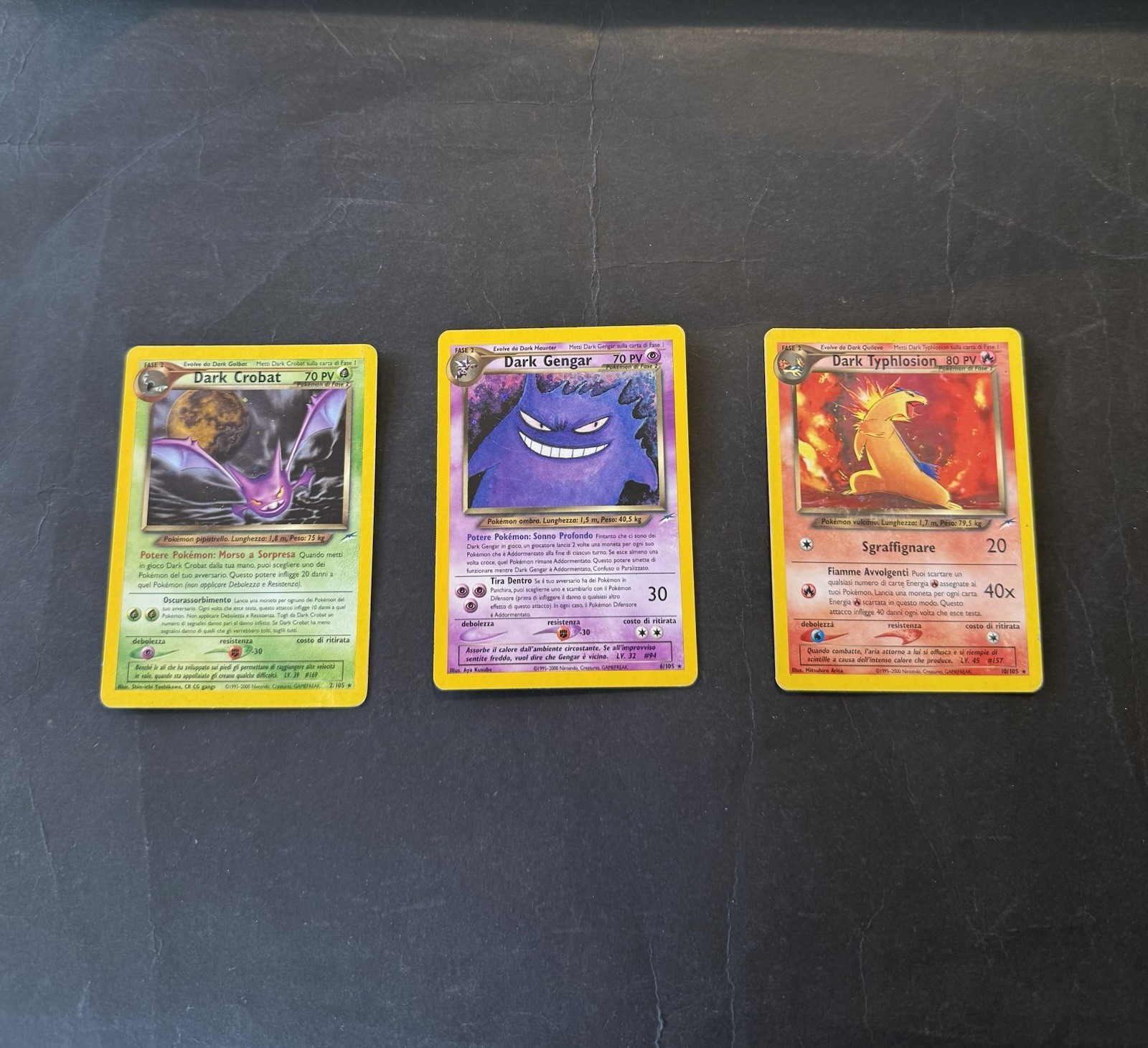 Pokemon Neo Destiny Italian Dark Crobat #2 Dark Gengar #6 Dark Typhlosion #10 LP