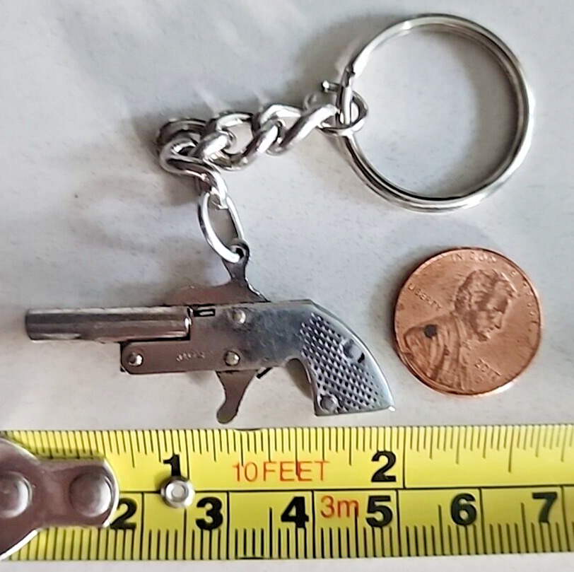 Vintage Miniature Little Gun Japan Charm Keychain About 2 Inches A-1
