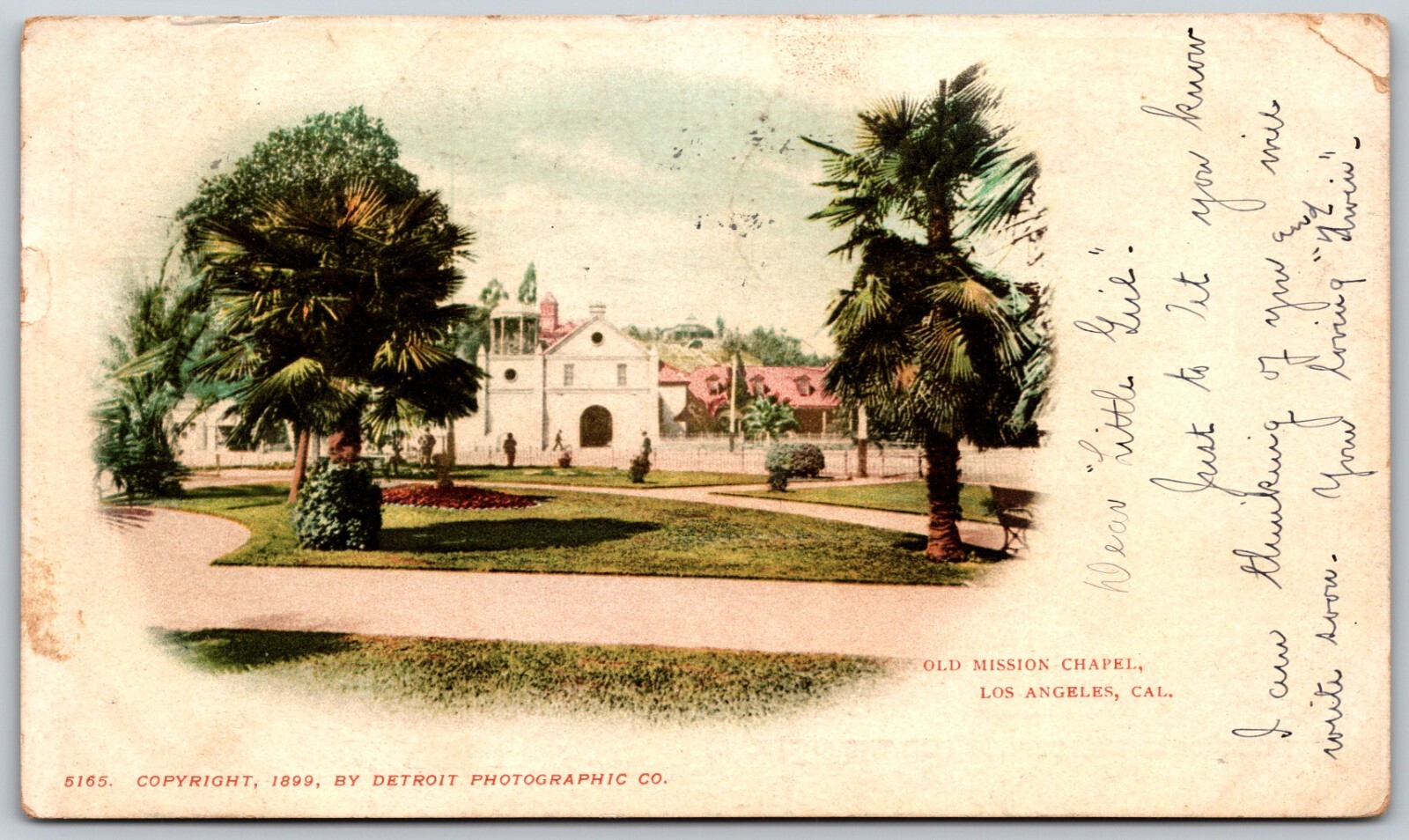 c1899 Old Mission Chapel LOS ANGELES California ANTIQUE Private Mailing Card