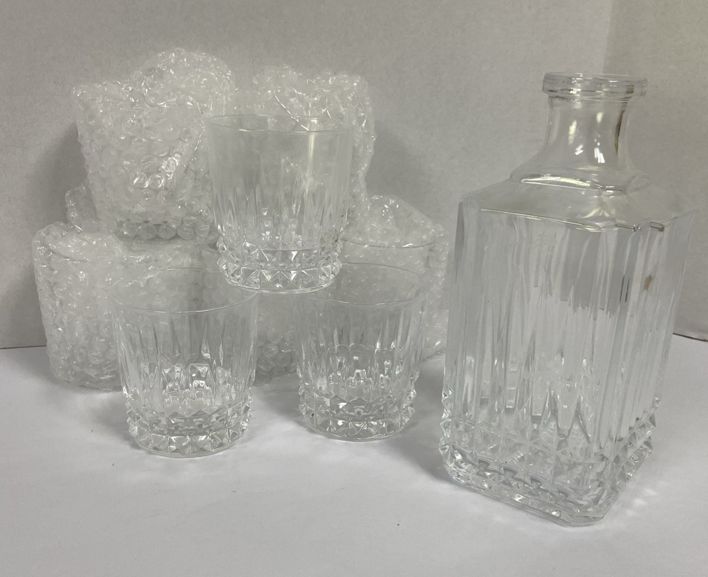 npl(lead free) crystal decanter and 8 glasses
