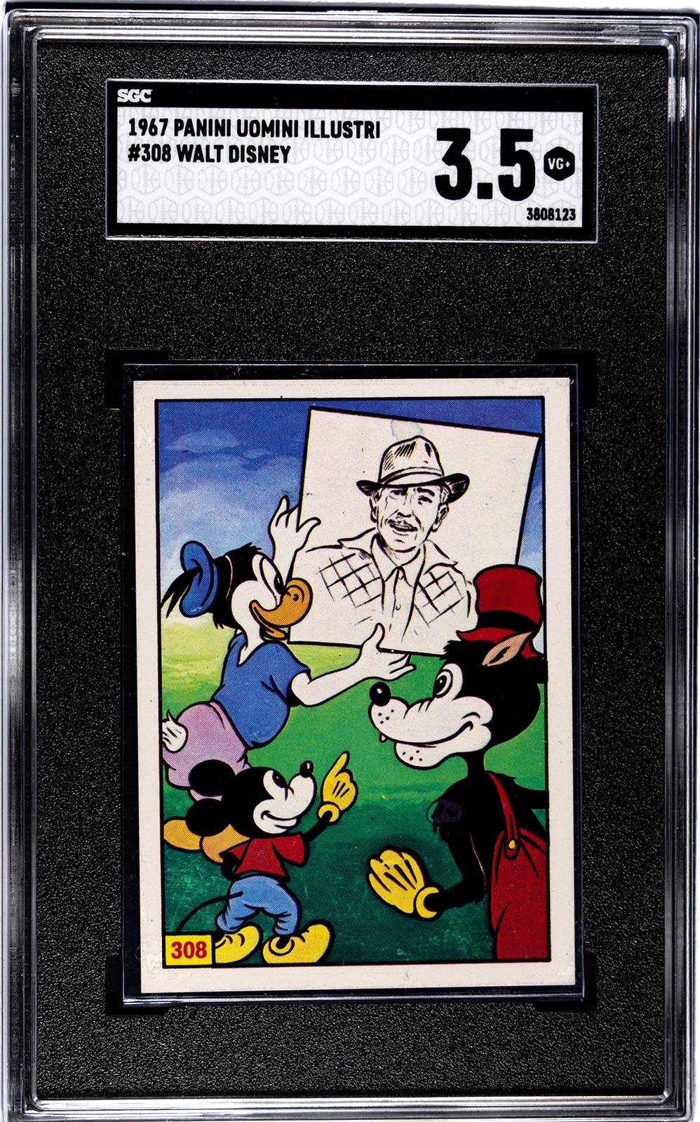 1967 - 1980 Panini Card #308 Walt Disney - Mickey Mouse & Donald Duck SGC 3.5