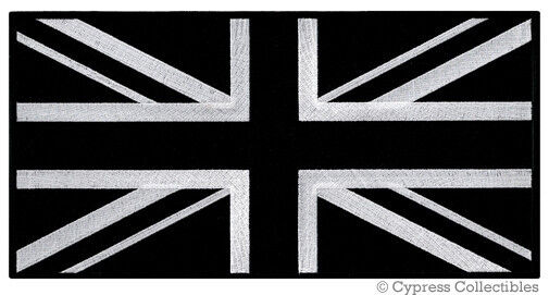 LARGE  BLACK UK FLAG PATCH embroidered iron-on UNION JACK GREAT BRITAIN ENGLAND 