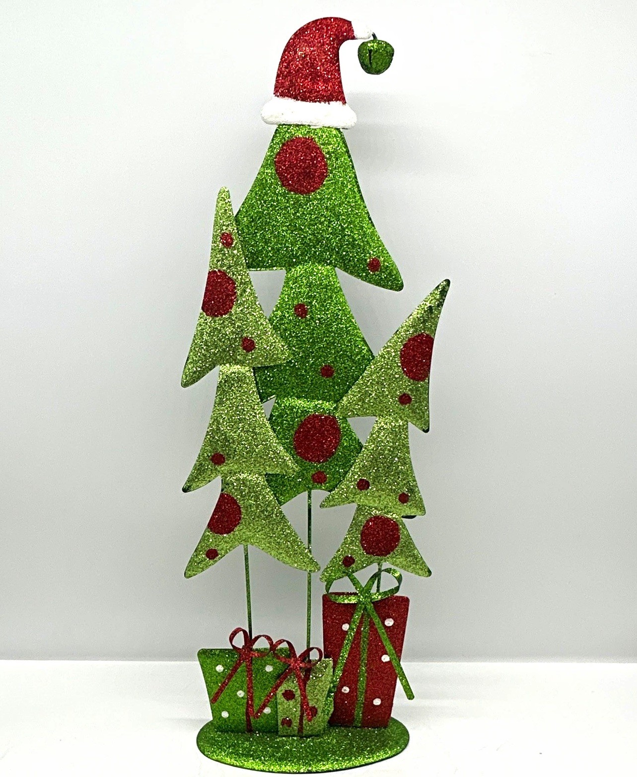 Whimsical Metal & Glitter Christmas Trees & Presents Decor 20.5”  Pier 1 ? 