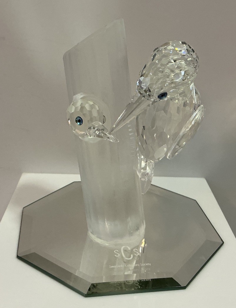 SWAROVSKI CRYSTAL THE WOODPECKERS SHARING ANNUAL EDITION 1988 WITH MIRROR 4 1/2”