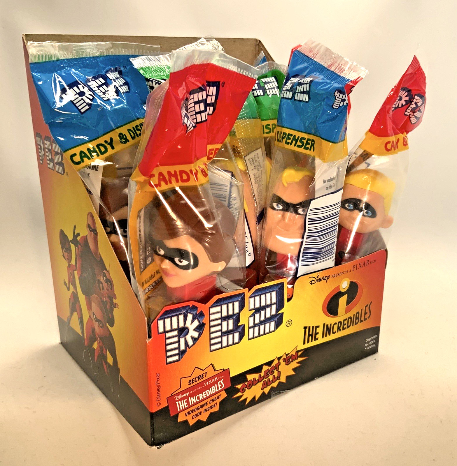 Lot of 11 The Incredibles PEZ Dispensers MIP - Counter Display Box included