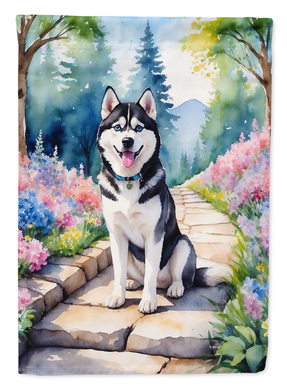 Caroline's Treasures Siberian Husky Spring Path Garden Flag DAC6719GF