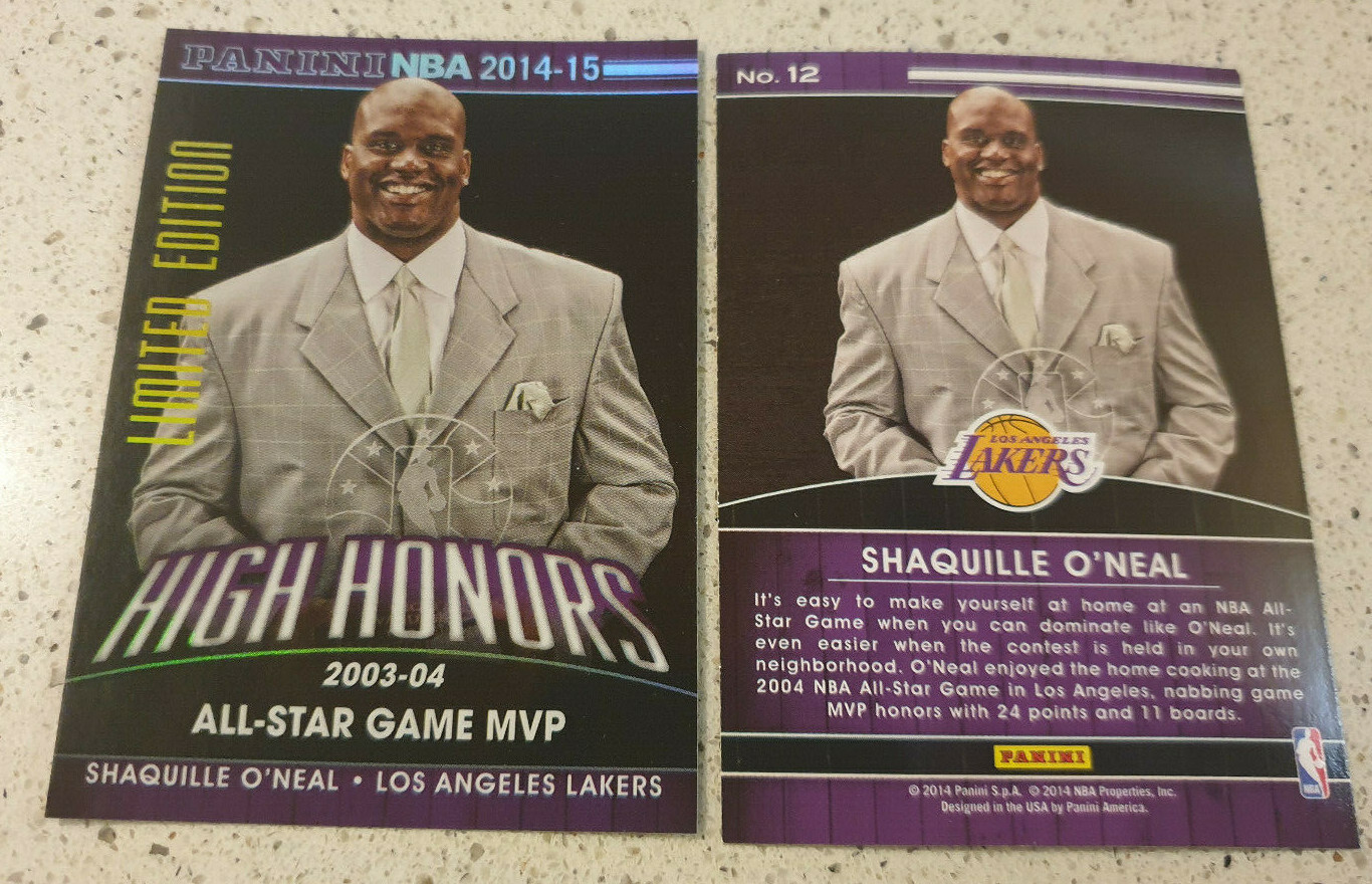 SHAQUILLE O\'NEAL HIGH HONORS MVP NBA 2014 2015 LIMITED EDITION CARDS PANINI RARE