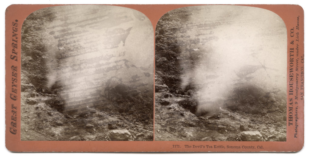 c.1860\'s STEREOVIEW SV - HOUSEWORTH - THE DEVIL\'S TEA KETTLE SONOMA COUNTY
