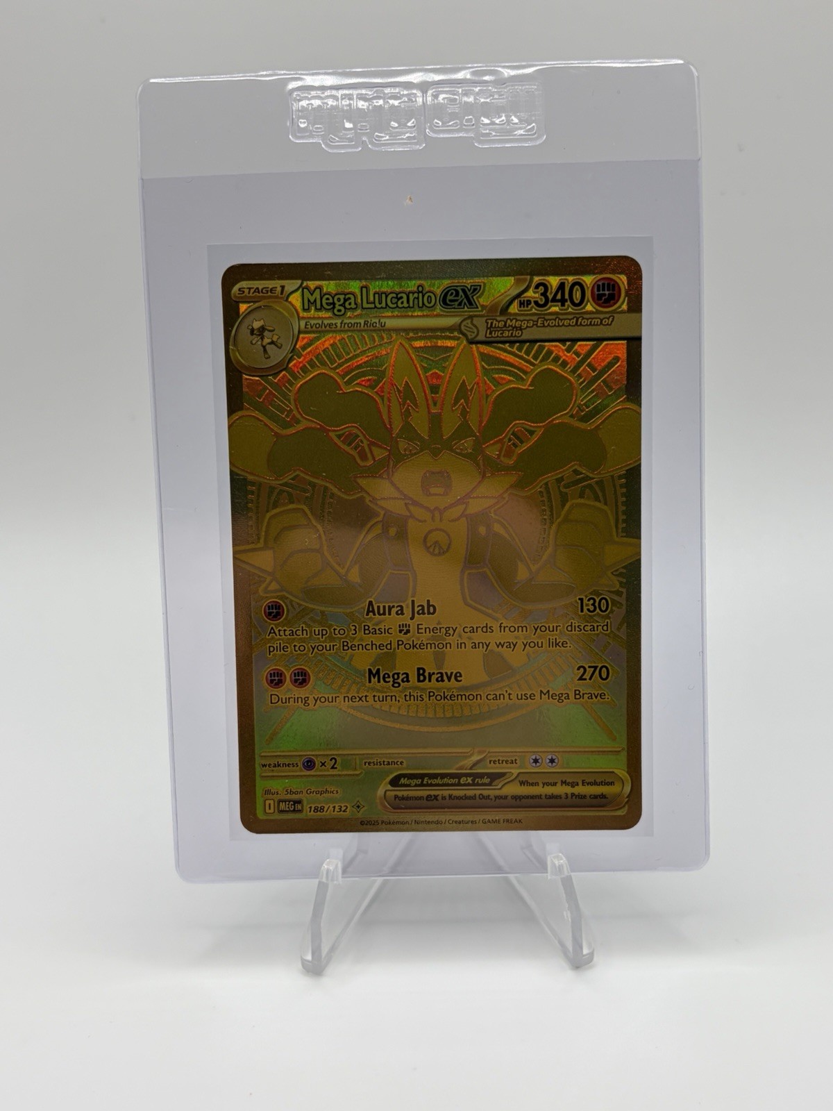Mega Lucario ex 188/132 Mega Evolution Mega Hyper Rare Gold Holo Pokemon TCG NM