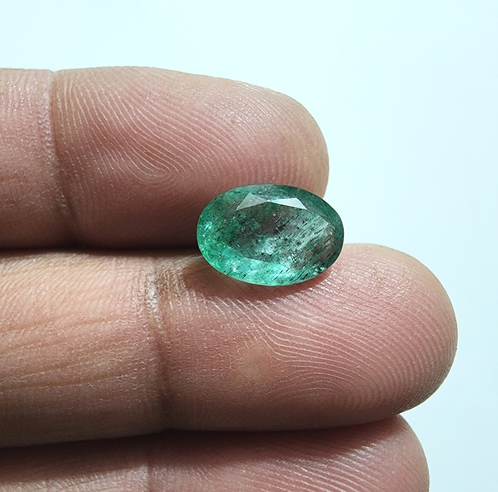 3.20 Crt Gorgeous Zambian Emerald Faceted Oval Shape Zambian Loose Gemstone