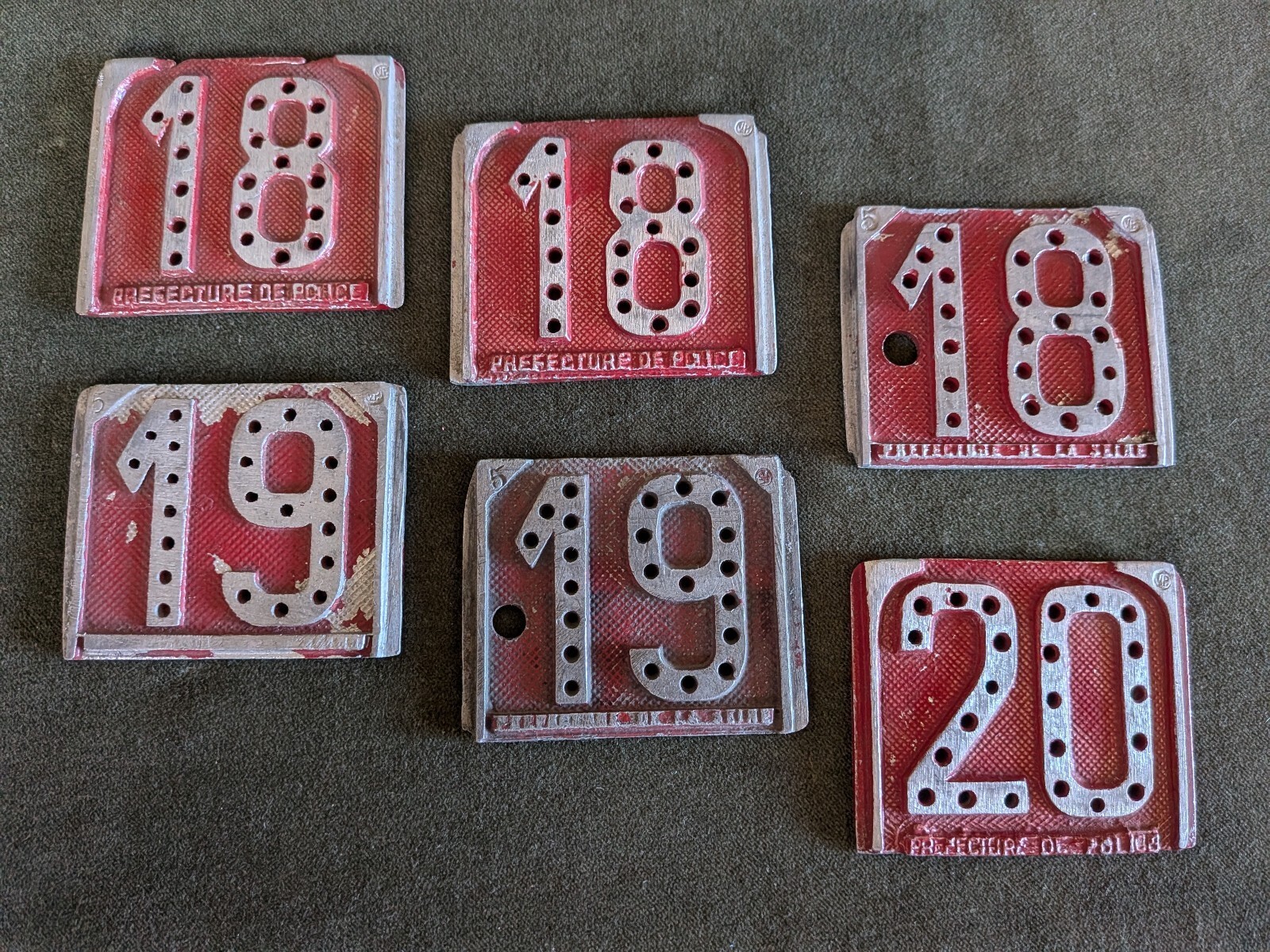 Vintage Aluminum French Taxi Number Signs