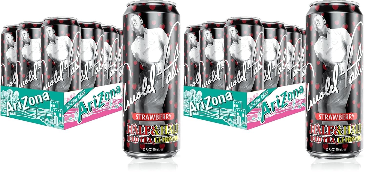 AriZona Arnold Palmer Strawberry - Half & Half, Big Can, 22 Fl Oz (24 Pack)