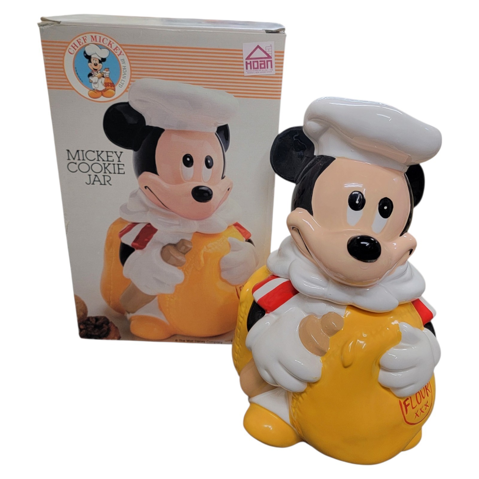 Vintage 1980s Chef Mickey Mouse  Ceramic Cookie Jar Walt Disney Hoan Ltd