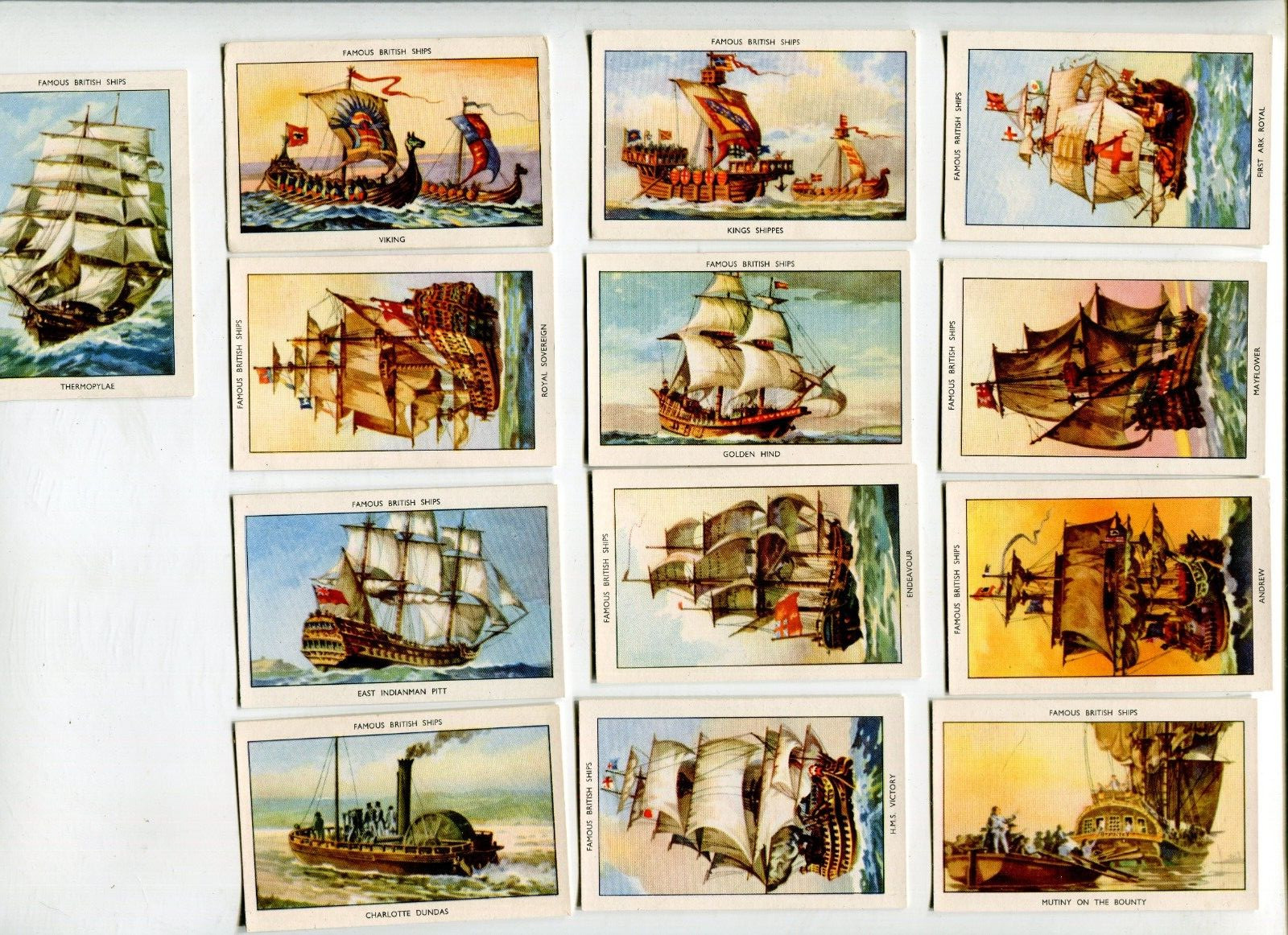 1952 MILLS AMALAGAMATED LTD. FAMOUS BRITISH SHIPS 25 DIFFERENT TOBACCO CARD SET